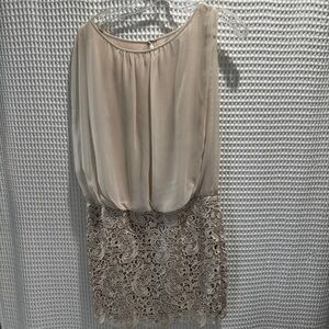 Aidan Mattox Chic Beige Lace Dress